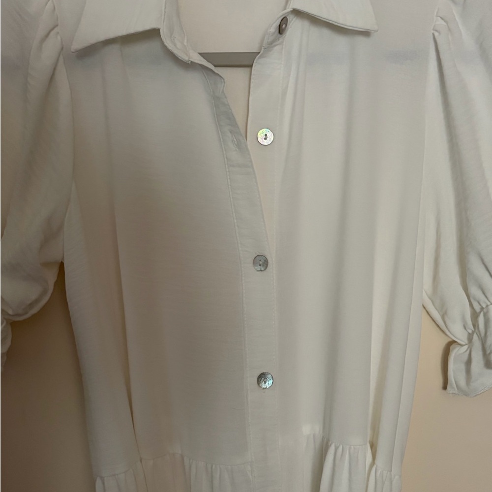 Cream Button-Front Maxi Dress - Picture 3 of 3